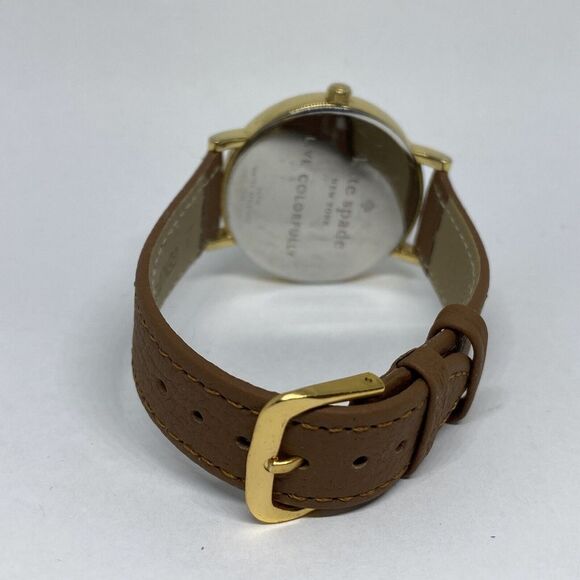 Kate Spade New York 0009 Womens Brown Leather Analog Gold Dial Wrist Watch VK155 main image 9